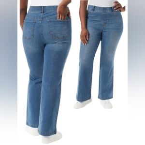 NWT Gloria Vanderbilt Blue Pull On Shape Effect Wide Leg Flare Jeans Size 22W